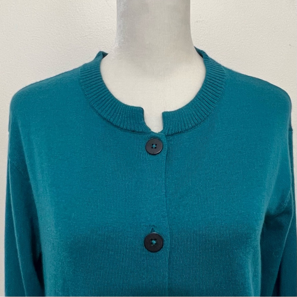 J.Jill Teal Wool Blend Cardigan Sweater - Picture 3 of 9